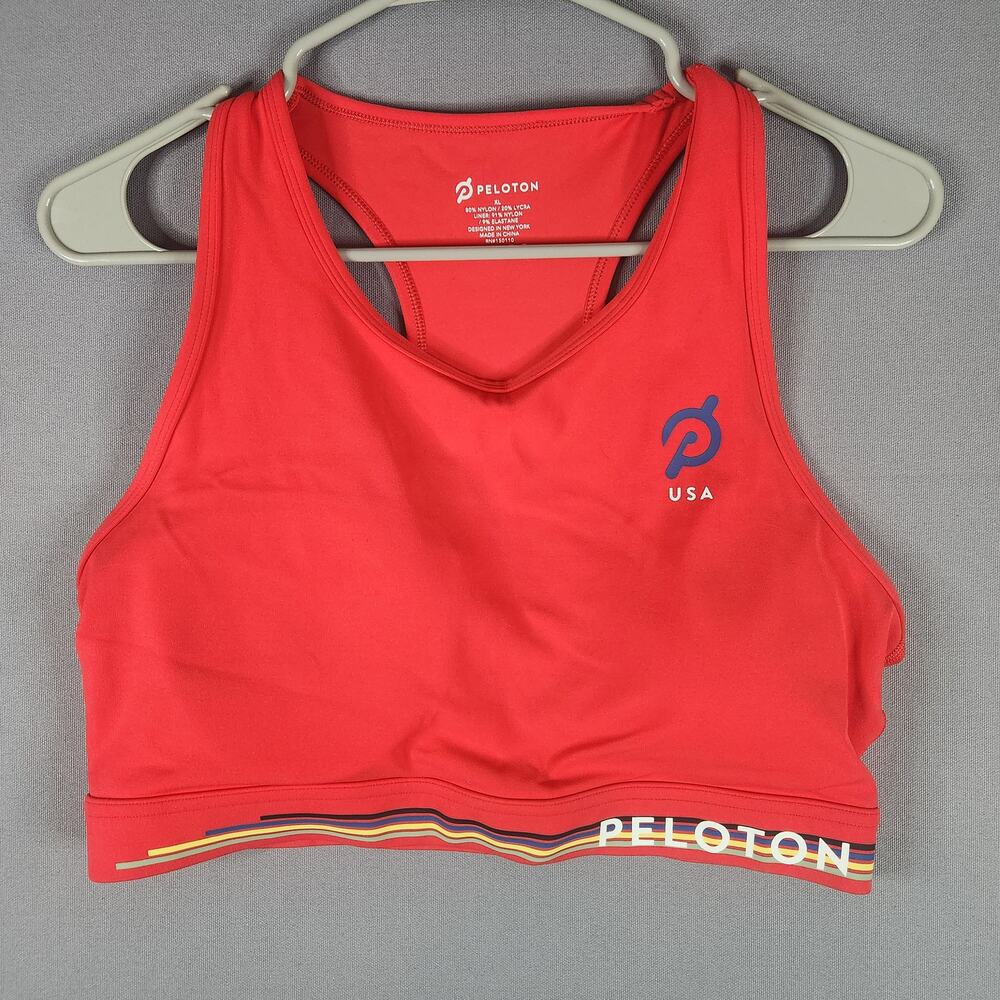 Peloton USA Olympics Collection high neck racerback XL Sports Bra red orange